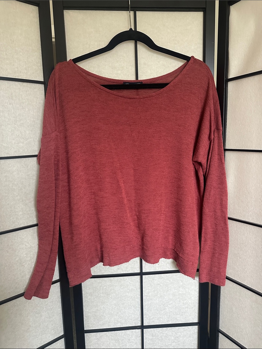 American Eagle Women's Soft Scoop Neck Long Sleeve Top - rosey pink